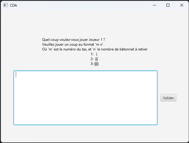 Image du jeu de Nim en GUI