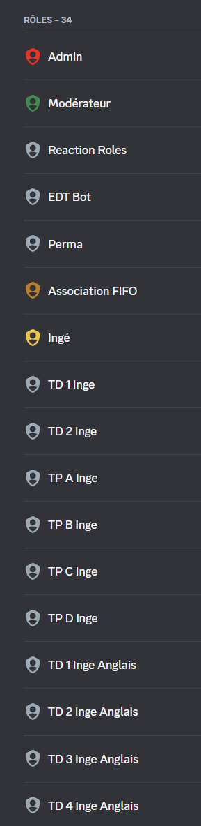 Liste des rôles 1